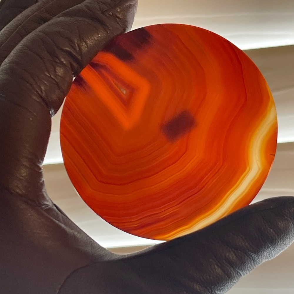 Elegant Agate Art Piece - Carnelian Hand carved coaster/display piece